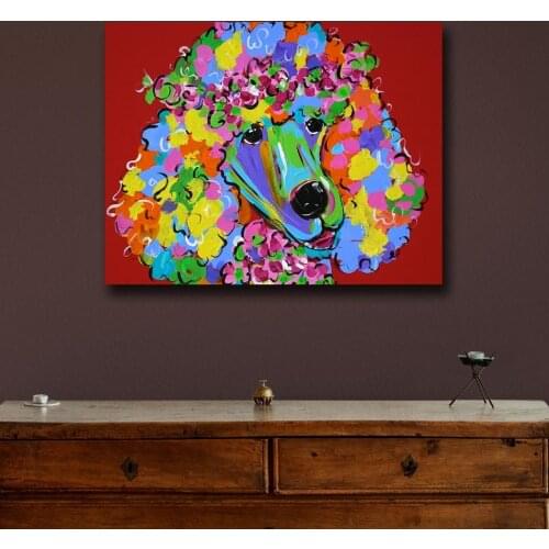 Wall Art Colorful Dog Pop Art Animal Oil Painting For Living Room Home Decor Oil Painting on Canvas Wall Painting Unframed