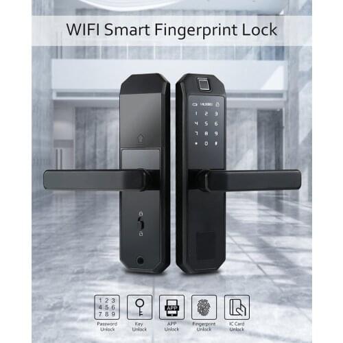 Tuya APP smart door lock Fingerprint RFID Card and bracelet WiFi Electronic password Door Lock Home Security Digital lock