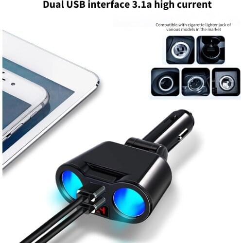 Universal Car Cigarette Lighter Charger Voltage Detection Automotive Parts & Accessories ABS 2 Port Dual USB Swivel Car Charger