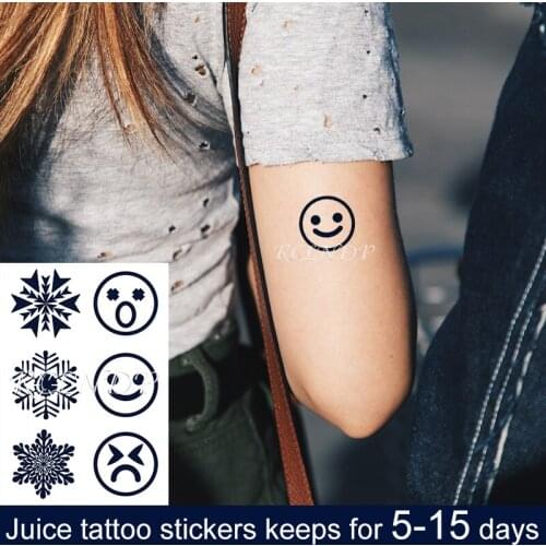 Waterproof Temporary Juice Ink Sticker Suprise Smile Expression Geometric Patterns Fruit Gel Long Lasting Tattoo for Men Women