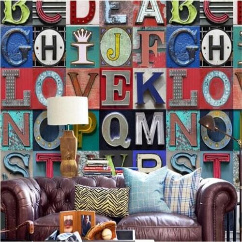 Wellyu Relief 26 letters art TV sofa background custom large mural green wallpaper papel de parede para quarto