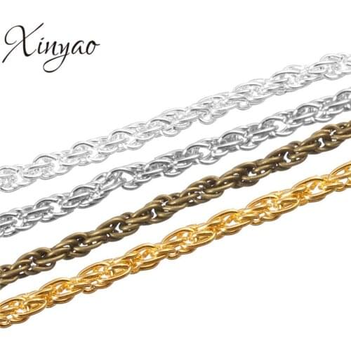 XINYAO 10meter/lot Metal Iron Necklace Chains Bulk Dia 3mm Twisted Open Link Chains Diy Bracelet Findings Jewelry Making F784
