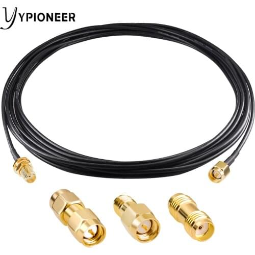 YPioneer C20015B RF Coaxial Cable SMA Male to SMA Female Bulkhead RG174 Cable with 3PCS RF Coax SMA Adapters for SDR Equipment