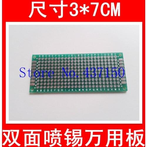 10PCS/Lot ,3 * 7CM sided HASL universal board / Universal board / Pegboard / breadboard green oil glass plate thickness 1.5MMFre