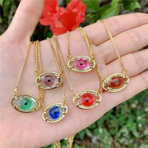 10Pcs, Fantastic necklace eye charm pendant necklace gold Plating cz necklace for men women 2021 Fashion Jewelry