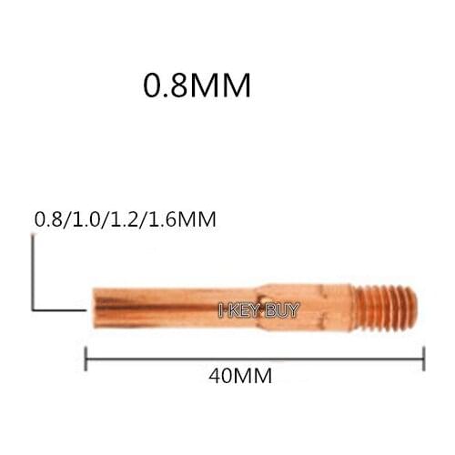 2pcs/Lot CO2 Welder Machine Gun Accessories 0.8 / 1.0 / 1.2 /40mm Copper Welding Conductive Nozzle 200A Wire Feed Nozzle