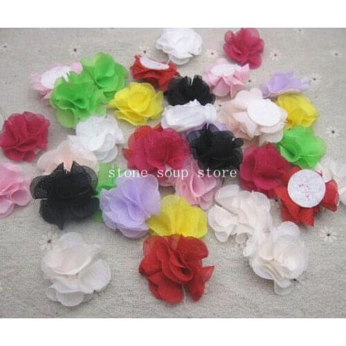 12pcs/lot 3D Lovely Handmade Chiffon Small Flowers Multicolor Trim Lace DIY Garment Hair Accessories 3cm/5cm
