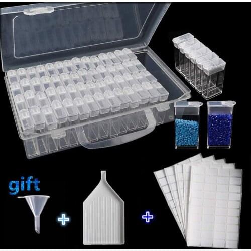 64pcs Plastic Diamond Painting Accessories with tray Container Storage Box Diamant Painting embroidery pattern cross stitch kits