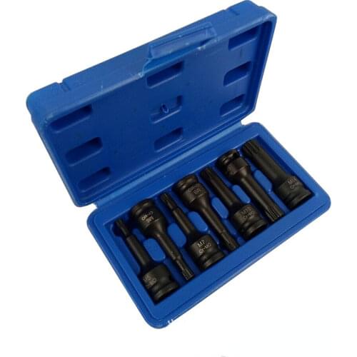 7 Pcs Impact Socket Bits 3/8 Inch Driver Metric Star Torx Hex Spline Ratchet Screwdriver Bit Socket Set Tools douilles allen sae
