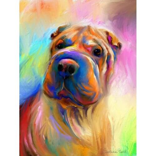 YNX new 5D diamond painting round diamond animal cross stitch square diamond DIY dog color diamond painting