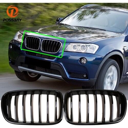 POSSBAY 1 Pair Car Front Kidney Racing Grills Grille Cover for BMW X3 F25 Pre-facelift 2010 2011 2012 2013 2014 Exterior Parts