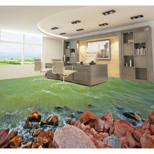 Free Shipping Spray stone sea view 3D living room bathroom floor non-slip self-adhesive mall office bedroom flooring mural