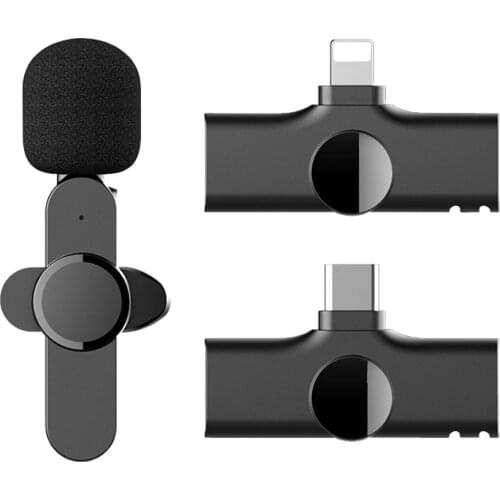 EP033 WirelessLavalier Microphone Mini Lapel ClipMic for Recording Vlog Interview for iPhone Android Smartphone Vlogging Record