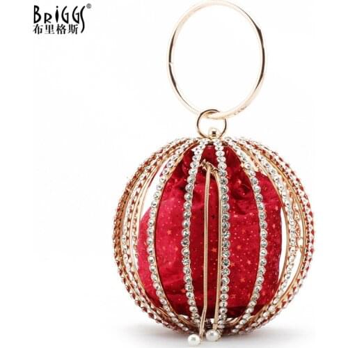 BRIGGS New 2021 Ball Diamond Women Party Metal Crystal Clutches Evening Wedding Totes Bag Shoulder Handbag Wristlets Clutch