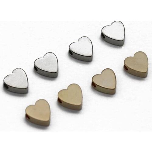 Mibrow 30pcs/lot 8mm KC Gold Rhodium Copper Heart Charm Beads Spacer Loose Beads for DIY Bracelet Jewelry Making Fingdings