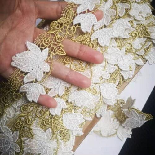 2Yards Milk Silk White Fabric Flower Venise Venice Mesh Lace Trim Applique Sewing Craft for Baby Headband 6cm