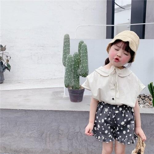 Childrens Shirt 2021 Summer New Baby Girls Korean Summer Baby Girl Clothes Kids Cotton Short-sleeved Shirt Toddler Blouse Tees