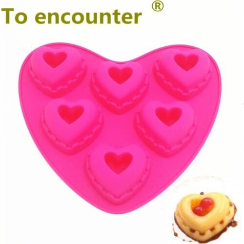 To encounter 25.5*19.5*2.8CM 108G 3D Six Cups Heart Shape Cake Pans Silicone Baking Cake Mold DIY Chocolate Mold and Jelly Molds