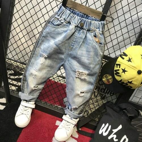 2019 baby boy hole jeans pants kids boys spring fall long pant children denim pants clothes 2-7age