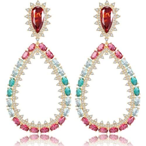 EYER Luxury Geometry Long Dangle Earrings for Women Wedding Micro CZ Cubic Zircon Bohemia Drop Earrings 2021 new arrival Jewelry