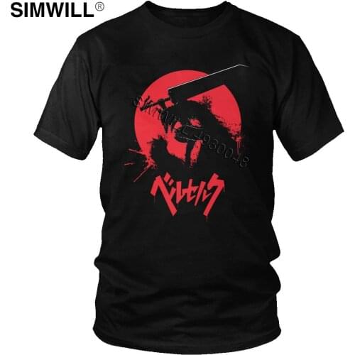 Summer New Tees Shirts for Men Cotton Berserk Guts T-Shirt Short Sleeves Japanese Anime Tshirt Manga Casual Tee Fans Clothing