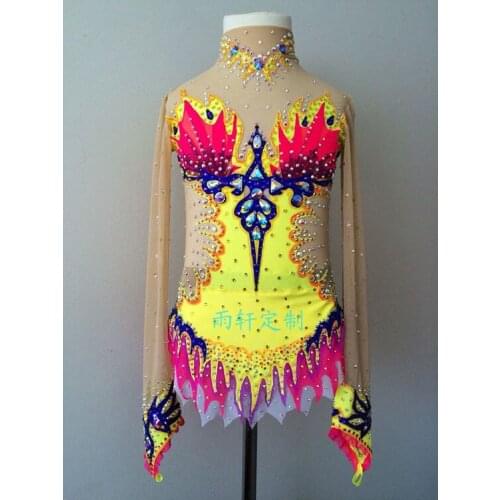 Crystal Custom Child Gymnastics Competition Dress Beautiful New Brand Vogue Figure Skating Dresses For Competition G2844