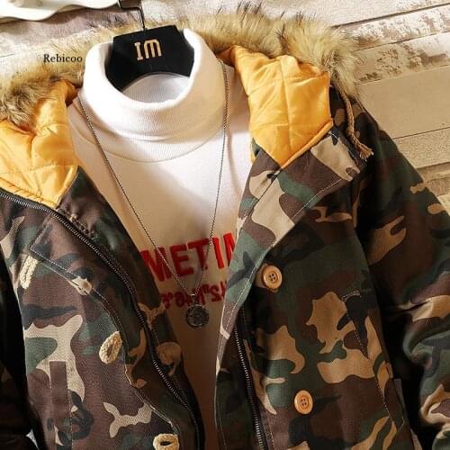 Camouflage Long Winter Jacket Men Parkas Winter Coat Men Jacket Hip Hop Casual Men Winter Jacket Coat Hooded Warm