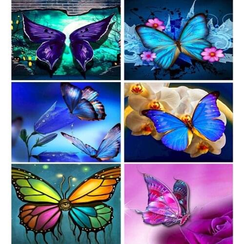 GATYZTORY DIY Painting By Numbers Butterfly Oil Painting Animal HandPainted Home Decor Gift Canvas Drawing