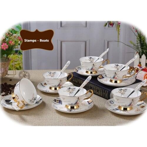 1 set KAWAYE Classic Hand Made Ceramic Coffee Cup and Saucer Set Bone China Coffee Cup with Saucer Gift for Friends 7ZOP02