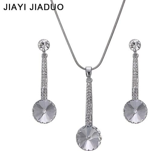 Jiayijiaduo Shining Bridal jewelry set Silver color Necklace earrings For women charm gift of Wedding Party dress Accessories