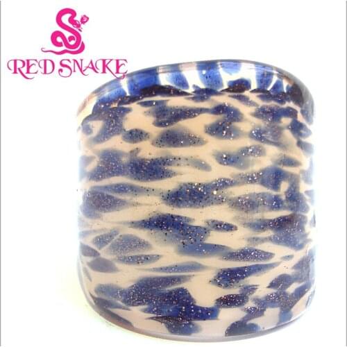 RED SNAKE Fashion Ring Handmade Khaki with blue color drops drawing Murano Glass Rings
