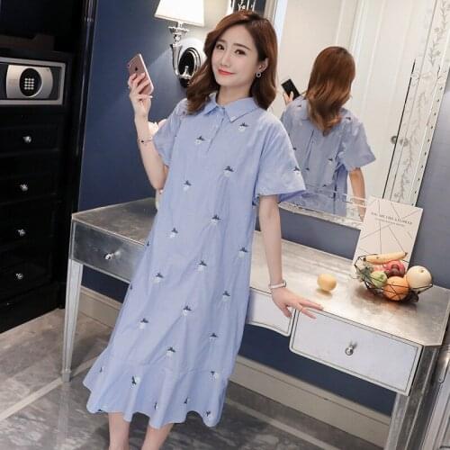 2021 Summer Maternity Dress New Mid-length Embroidered Korean Skirt Fashion Maternity Dress
