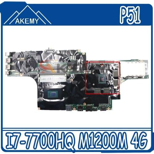 Laptop Motherboard For LENOVO ThinkPad P51 I7-7700HQ M1200M 4G NM-A451 01AV359 N17P-Q1-A2 Mainboard