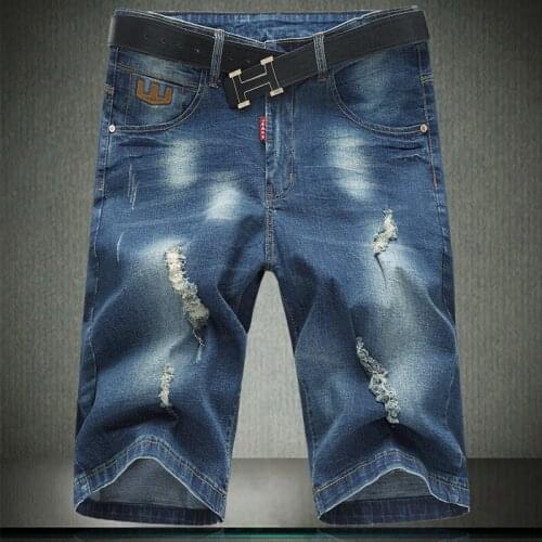 Men 2020 Clothing Summer Jeans Shorts Stretch Distressed Denim Short Jean Big and Tall Man Trousers Pants Plus Size 32-48 6701