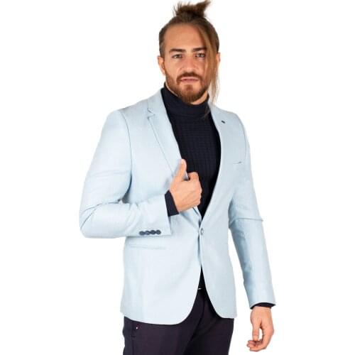 DeepSEA Bebe Blue Men 'S Luxury Blazer Coat Suit Jacket Tight-Fitting Mould Patterned Fabric Four Seasons Daily Groom Wedding Business 2002123