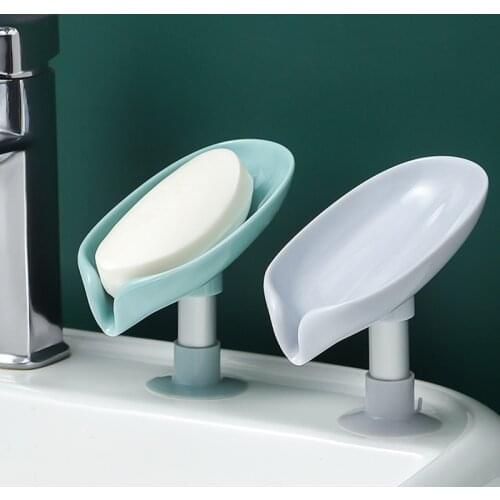 Leaf Shape Soap Box Suction Cup Soap Dish For Bathroom Drain Soap Holder Shower Sponge Storage Bathroom Product Accessories Sets