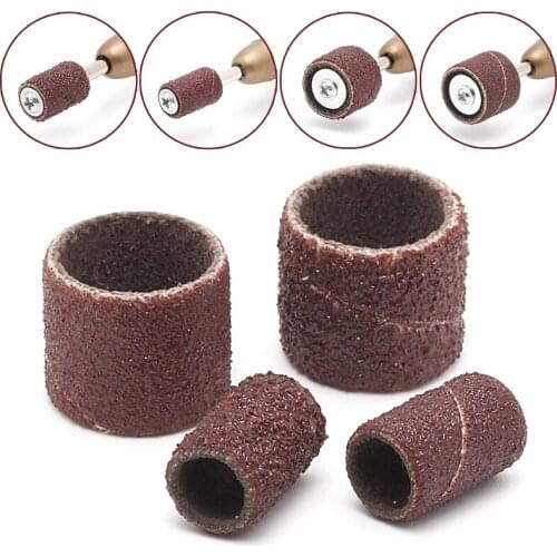 YOFE 100 Pcs 1/2" and 1/4" Sanding Band Sleeves Drum Kit Sandpaper Rubber 2 Mandrels