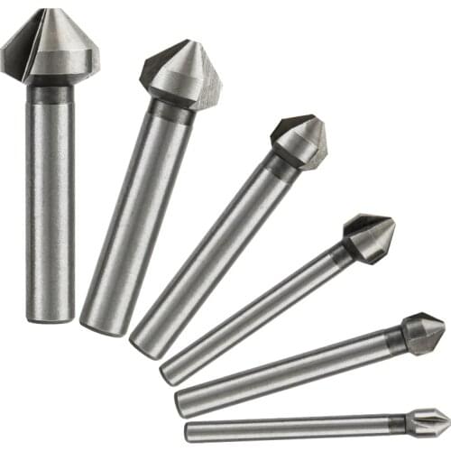 6pcs speed drills titanium 3 flute 90 degree HSS Metals Titanium Three Edge Chamfer Chamfering Drill Bit set Drilling Mill Drill
