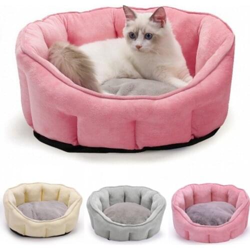 2021 New Winter Pet Bed Mat Soft Dog Cat House Kennel Round Small Dogs Nest Pad Warm Plush Kitten Sofa Cushion Pet Supplies