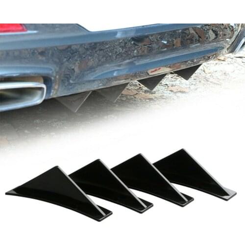New High Quality 4pcs Car SUV Back Rear Bumper Diffuser Shark Fin Kit Spoiler Lip Wing Splitter