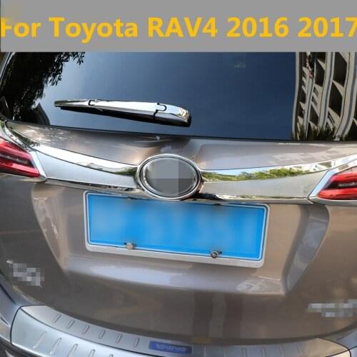 Rear Door Trim Rear Trunk Cover Sticker ABS Chrome Exterior decoration 1pcs For Toyota RAV4 RAV 4 2016 2017