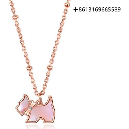 New child S925 heart series pink shell sweet clavicle chain bow puppy necklace new style