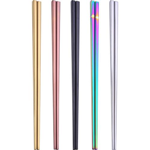 23cm Japanese Chinese Metal Stainless Steel Chopstick Tableware Colorful Length Chopsticks Portable Reusable Travel Chop Stick