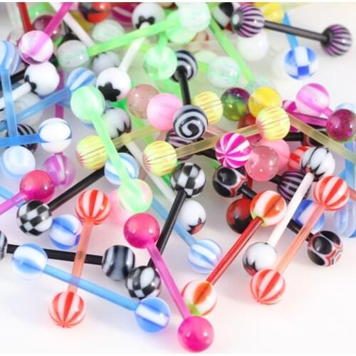 10pcs Sexy Tongue Piercing For Christmas Gift Tongue Rings Jewelry Trendy Body Piercing Jewelry Mix Color Ball Helix Piercing