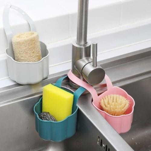 Hanging storage basket drain basket kitchen sink faucet trolley bathtub sink drain soap sponge towel rack pocket sink storage
