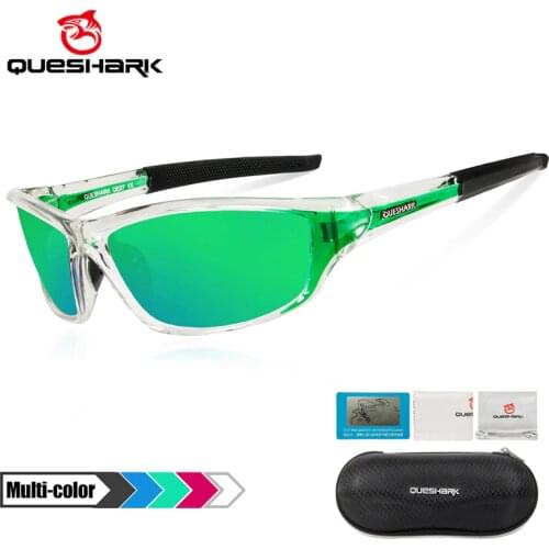 QUESHARK Polarized Fishing Sunglasses Men Sports Transparent Frame Running Hiking Cycling Angling Glasses Fishing Eyewear