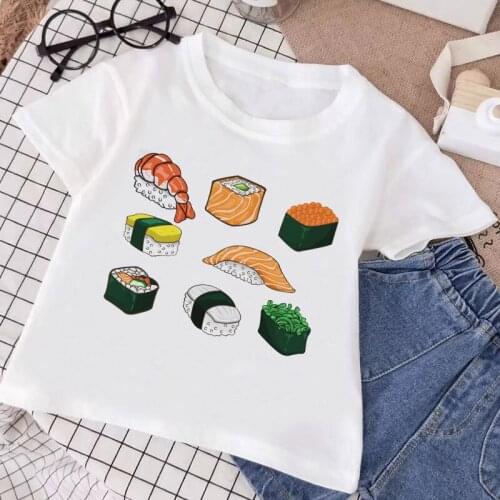 Casual Baby Girl Tops Cartoon Sushi Platter Japanese Design Fish Funny Print Toddler Summer Fashion Boys T Shirts 1290