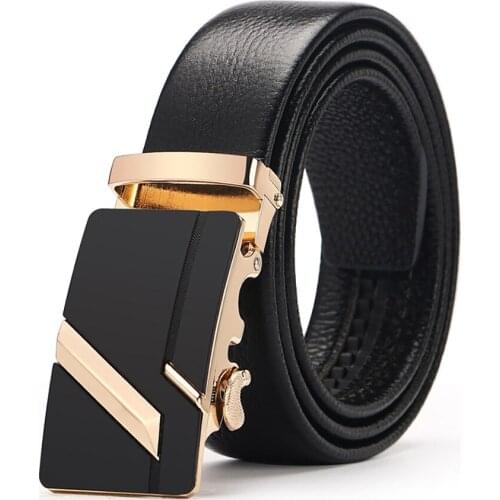 New Design Cow Genuine Leather Strap Male Belt Automatic Buckle Belts For Men Fashion Style Waistband Original Brand