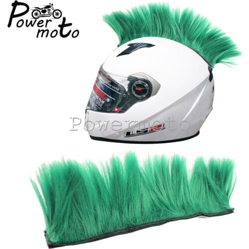 Motorcycle Green Mohawk Helmet Hair Punk Style Motocross Racing Bike Skateboard Outdoor ATV Street Off Road Feather Decoration