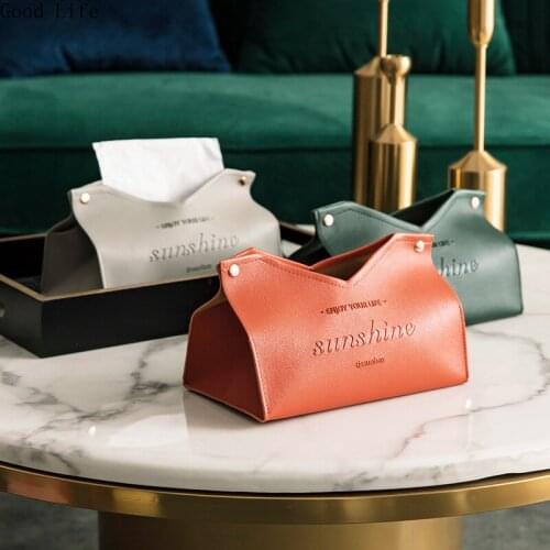 PU Leather Foldable Paper Holder Nodic Tissue Case Table Decor Napkin Dispenser Hand Towel Bag Kitchen Toilet Paper Box